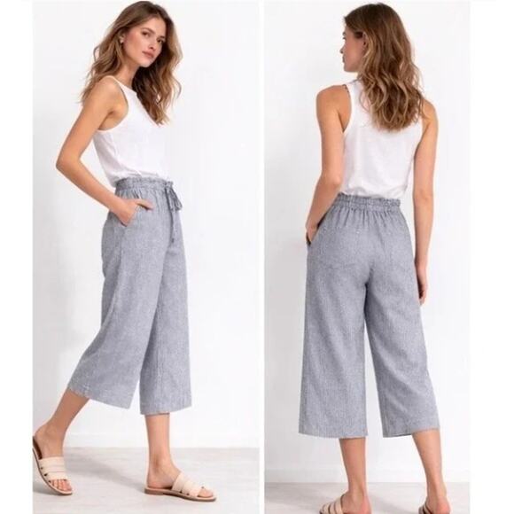 Marine Layer Pants - Marine Layer Aly Wide Leg Linen High Waist Cropped Pants, Size Small